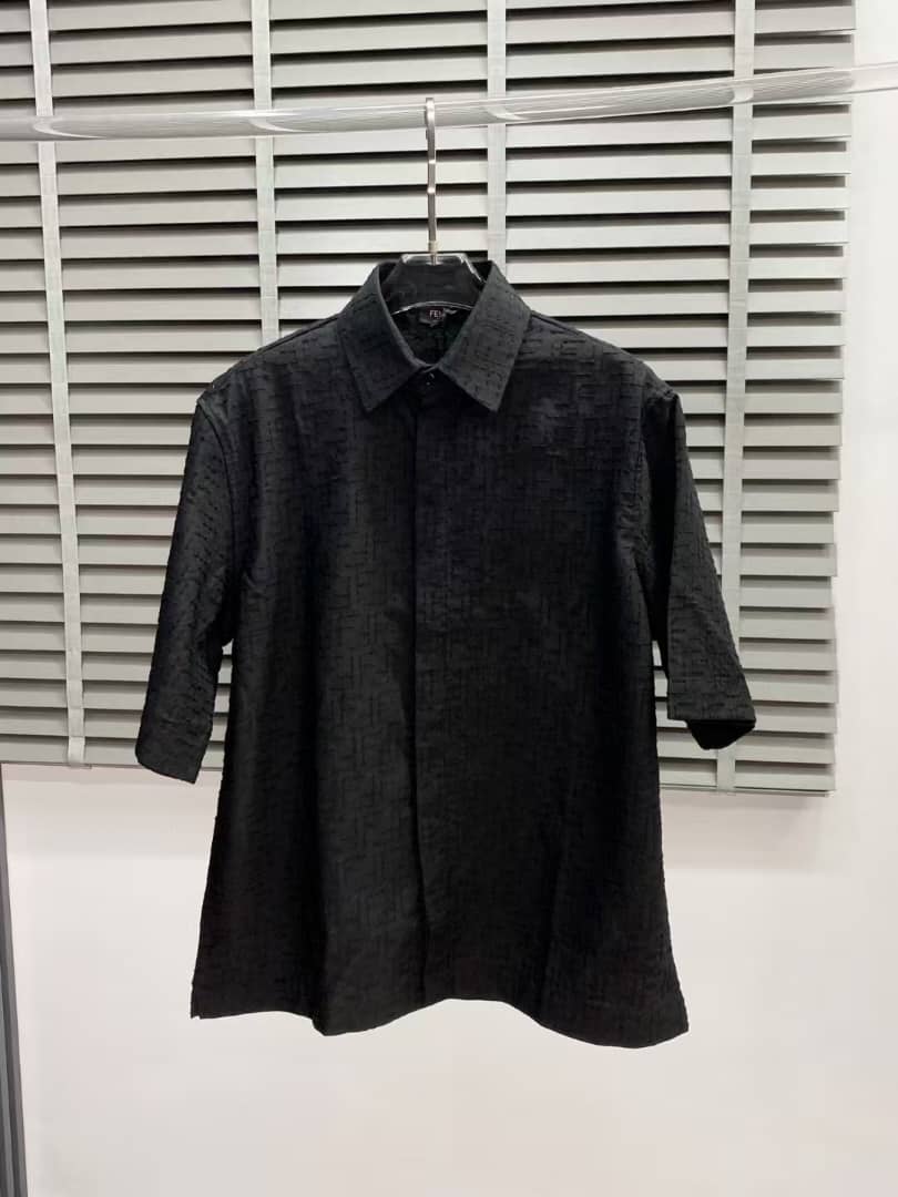 Fendi - Black Sashiko-Style Shirt and Shorts Linen Set
