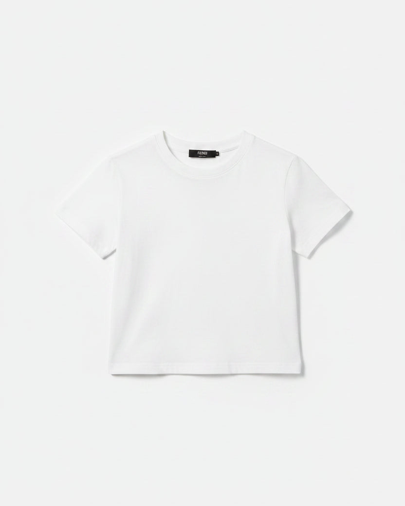 Fendi Kids - Minimalist T-Shirt & Denim Shorts Set (Optic White & Light Wash)