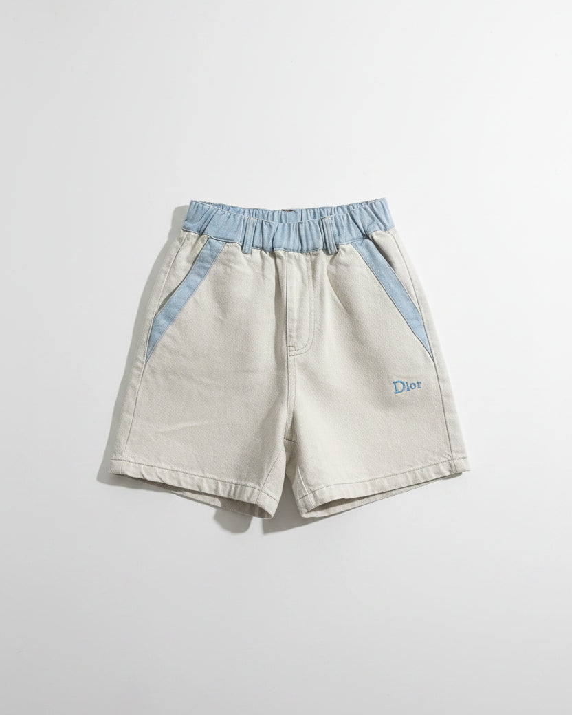 Dior Kids - Tipped Polo Shirt & Denim Shorts Set (Ice Blue & Light Grey)