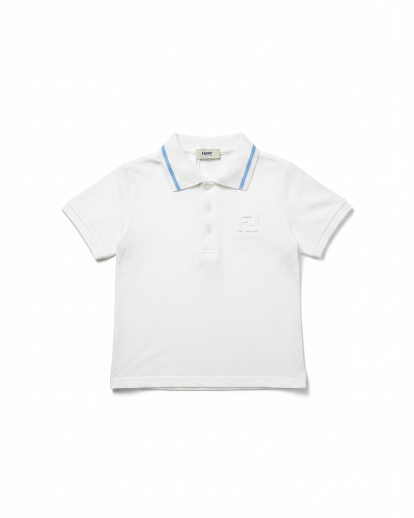 Fendi Kids - Tipped Polo & Sweatshorts Set (Optic White & Sky Blue)