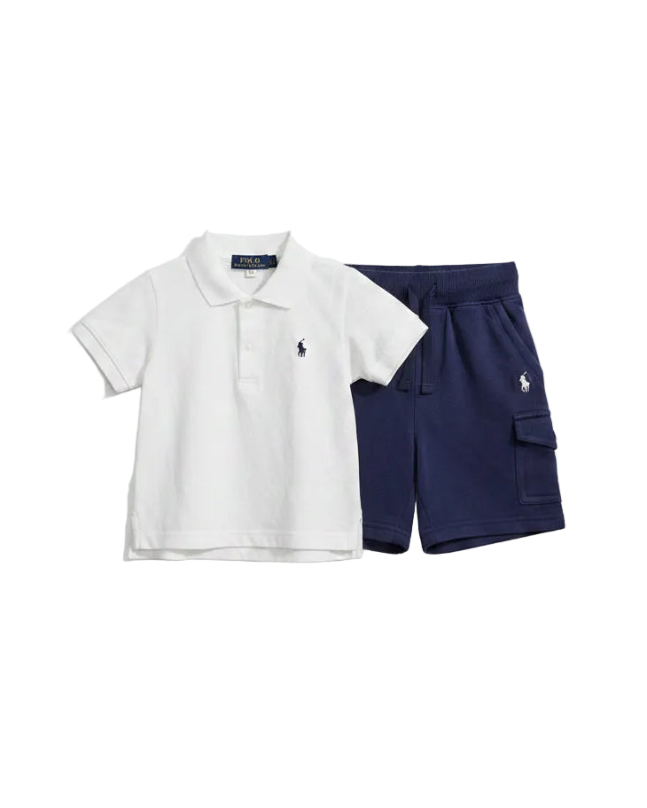 Polo Ralph Lauren Childrenswear - Classic Polo & Cargo Shorts Set (Optic White & Navy)