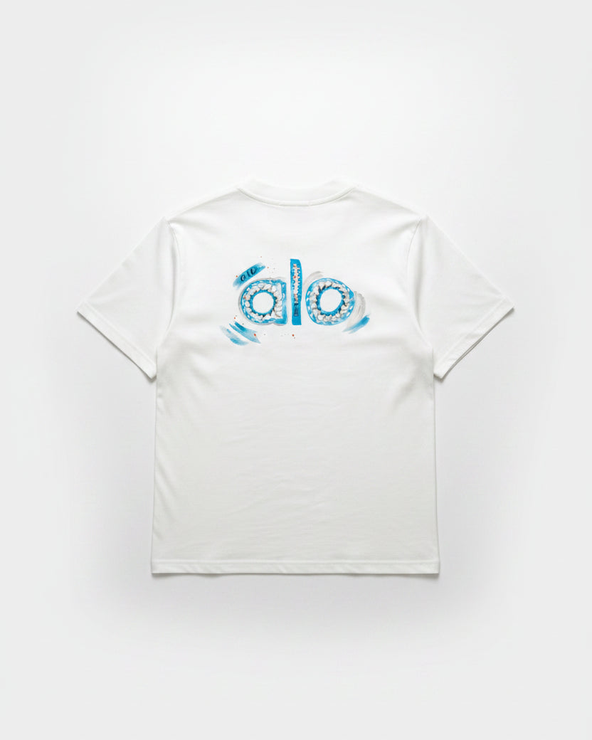 Alo Yoga - Painterly Splatter Logo Heavyweight T-Shirt (Pristine
