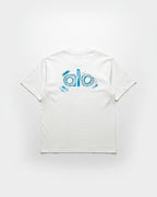 Alo Yoga - Painterly Splatter Logo Heavyweight T-Shirt (Pristine White)
