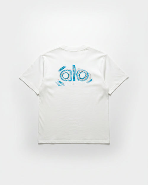 Alo Yoga - Painterly Splatter Logo Heavyweight T-Shirt (Pristine White)