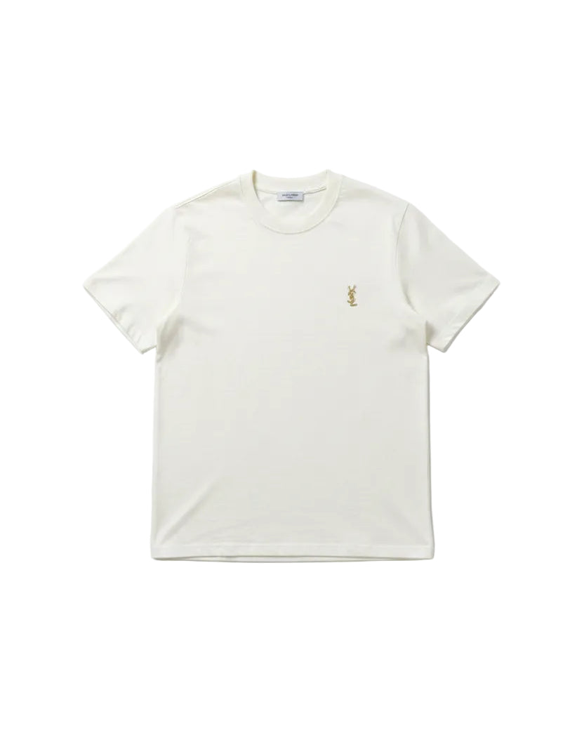 Saint Laurent - YSL Metallic Monogram Heavyweight T-Shirt (Off-White)