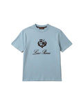 Loro Piana - Crest Velvet Embroidered Heavyweight T-Shirt (Ice Blue & Espresso)