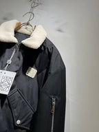 Loewe Shearling-Collar Anagram Bomber Jacket