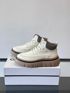 Givenchy - White Leather Chunky High-Top Sneakers with Contrast Sole