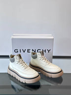 Givenchy - White Leather Chunky High-Top Sneakers with Contrast Sole