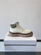 Givenchy - White Leather Chunky High-Top Sneakers with Contrast Sole