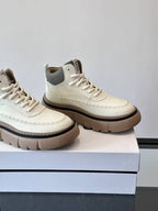 Givenchy - White Leather Chunky High-Top Sneakers with Contrast Sole