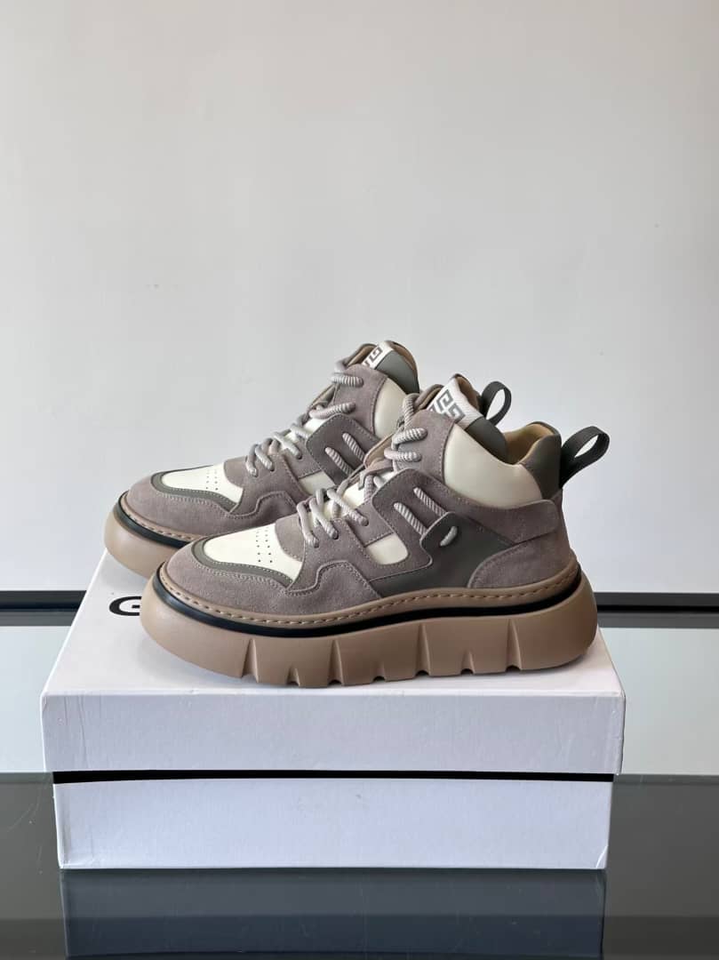 Givenchy - Color-Block Suede & Leather High-Top Sneakers - Grey/White