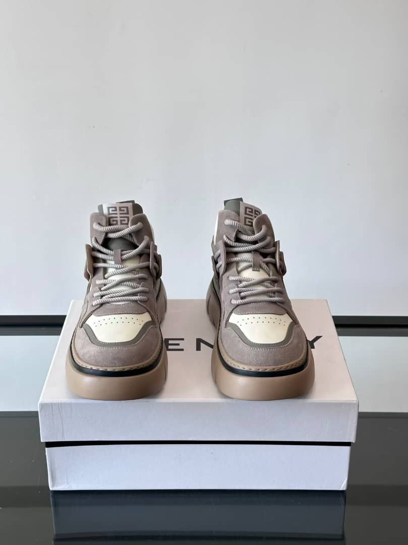 Givenchy - Color-Block Suede & Leather High-Top Sneakers - Grey/White