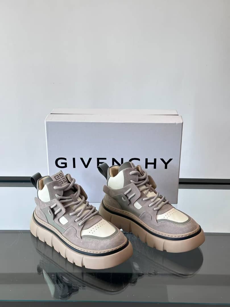 Givenchy - Color-Block Suede & Leather High-Top Sneakers - Grey/White