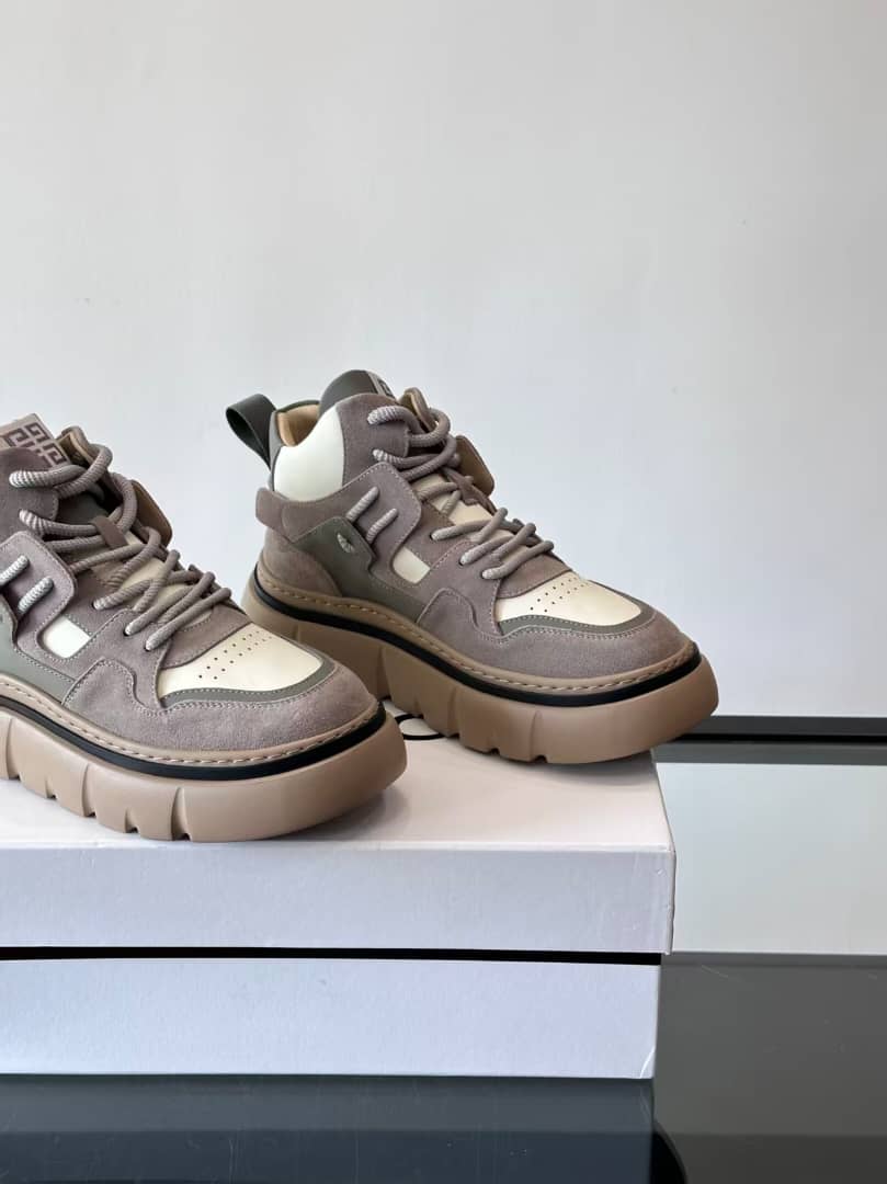 Givenchy - Color-Block Suede & Leather High-Top Sneakers - Grey/White
