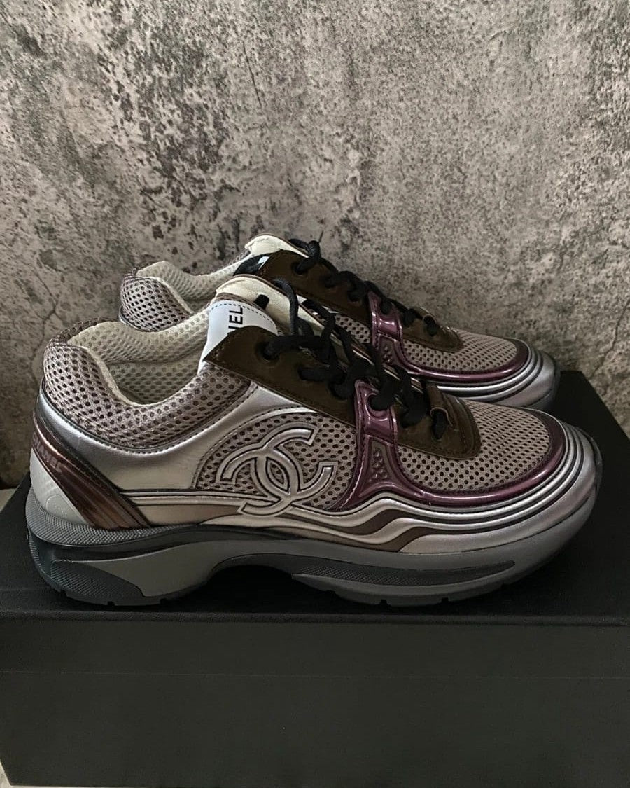 Chanel - Mixed-Media Mesh & Patent Sneakers