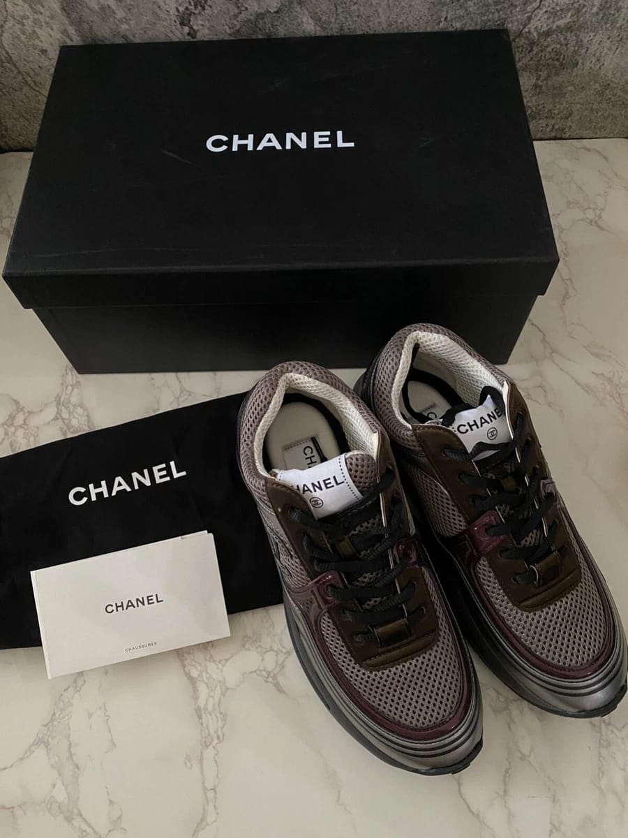 Chanel - Mixed-Media Mesh & Patent Sneakers