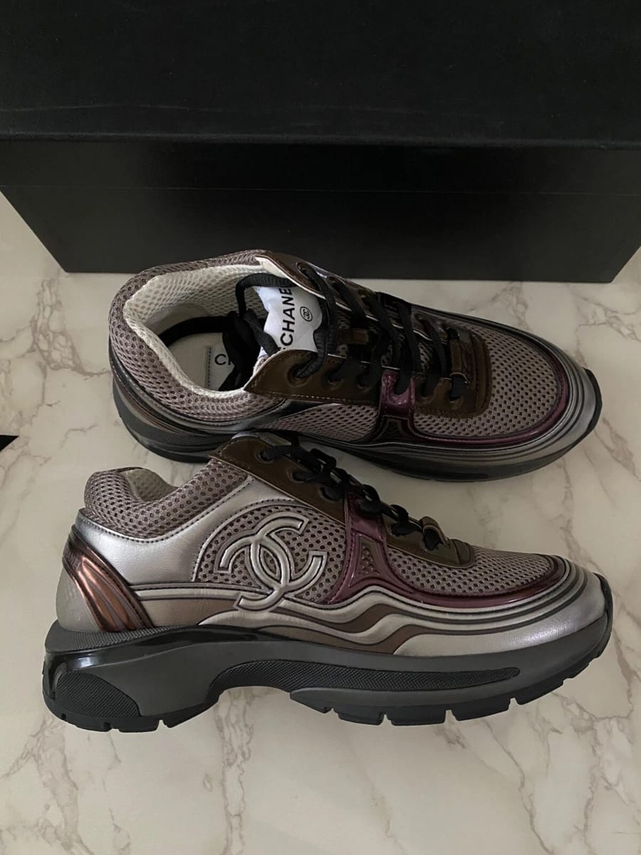 Chanel - Mixed-Media Mesh & Patent Sneakers