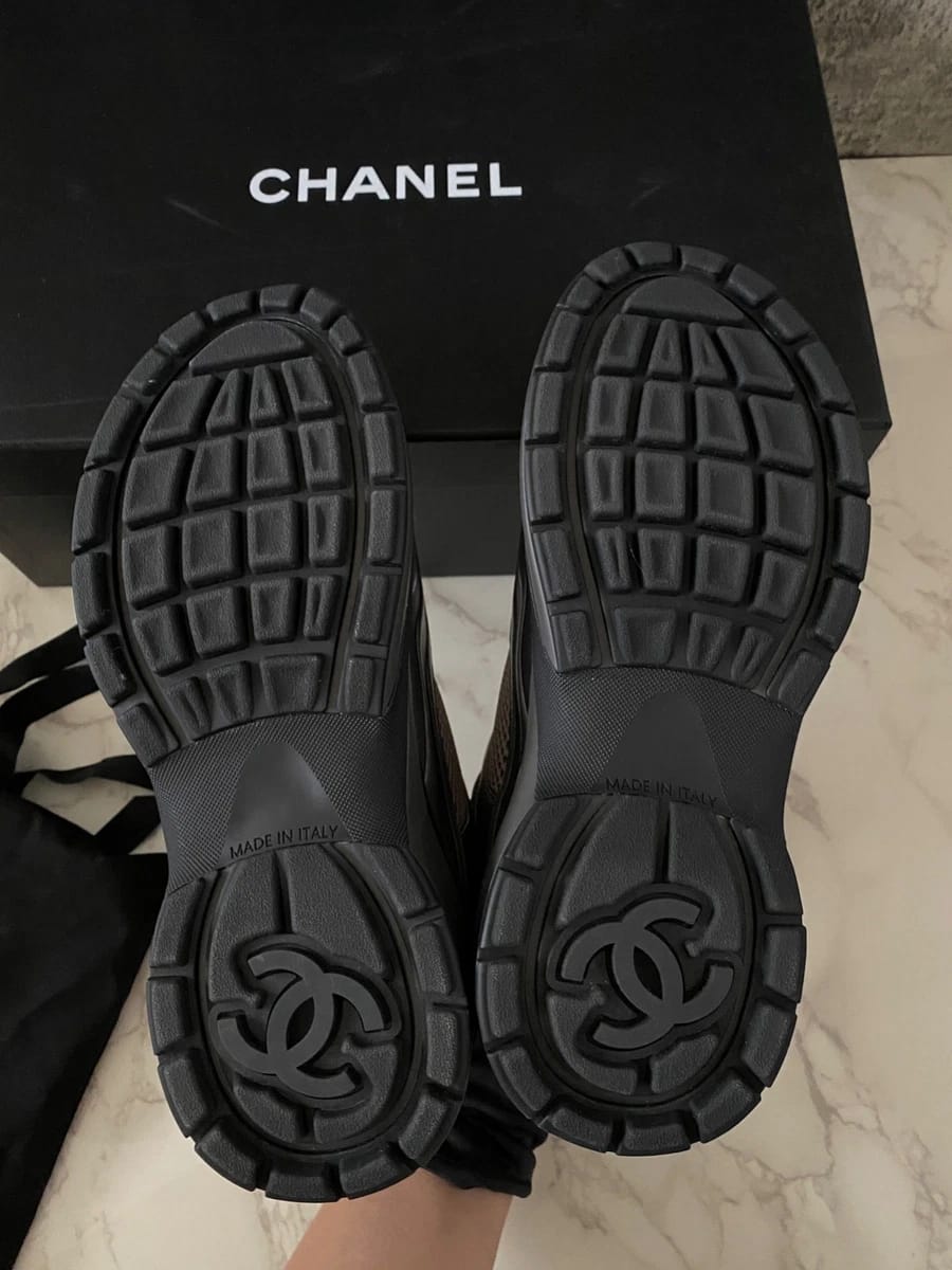 Chanel - Mixed-Media Mesh & Patent Sneakers