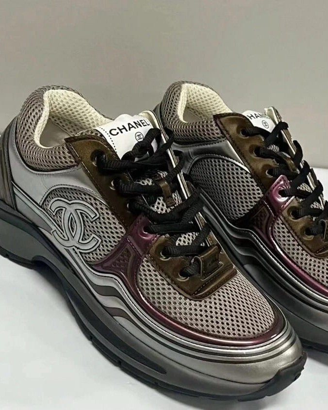Chanel - Mixed-Media Mesh & Patent Sneakers