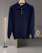 Valentino - Textured Vertical-Rib Old Money Polo Sweater