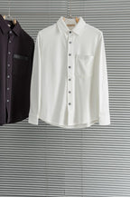 Bottega Veneta - Long-Sleeve Shirt with Intrecciato Leather Pocket Detail