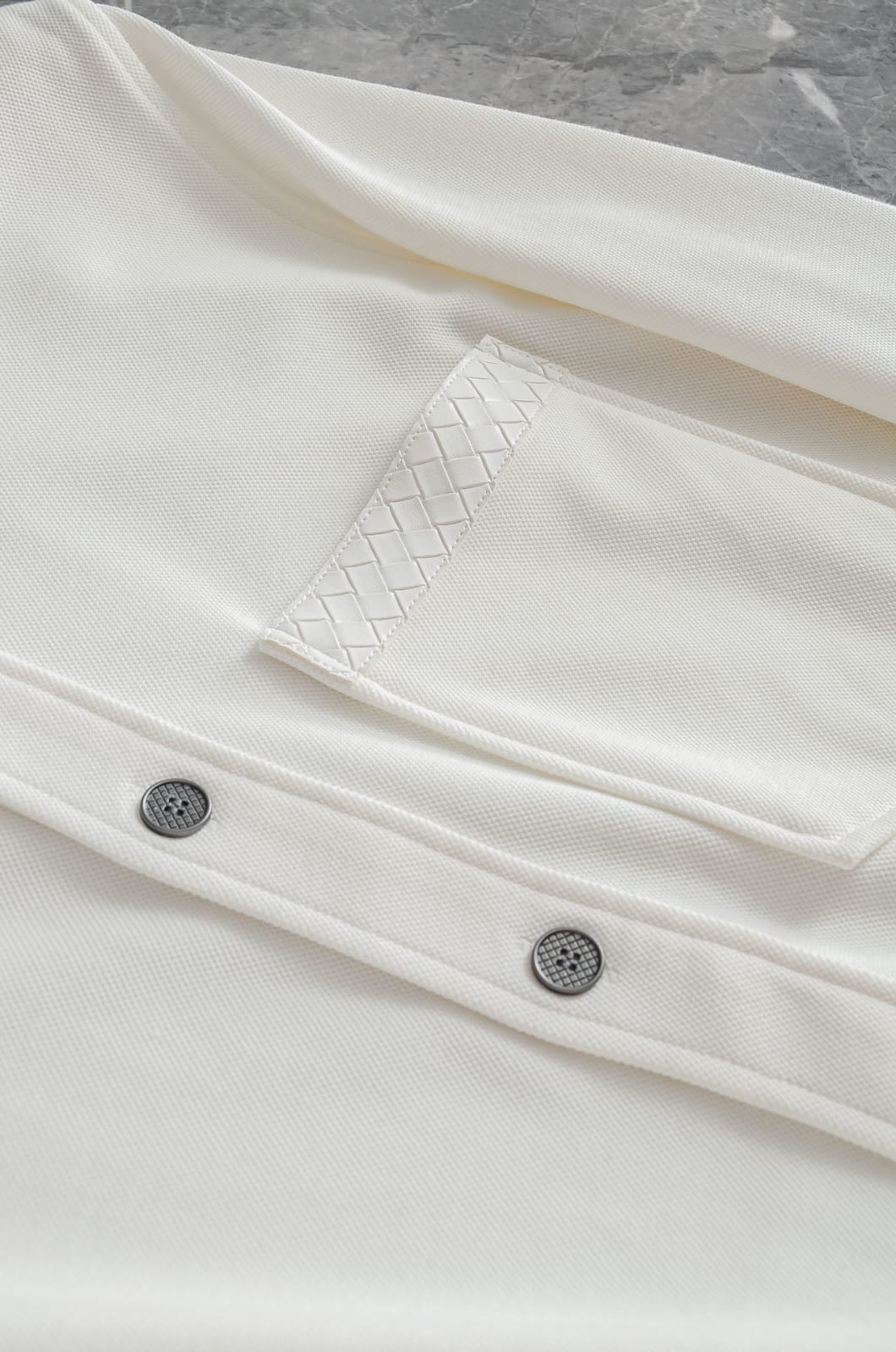 Bottega Veneta - Long-Sleeve Shirt with Intrecciato Leather Pocket Detail