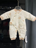 Fashion - Cozy Padded Baby Romper – Warm Winter Kimono Jumpsuit with Cute Animal Print