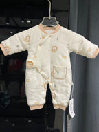 Fashion - Cozy Padded Baby Romper – Warm Winter Kimono Jumpsuit with Cute Animal Print