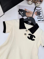 Chanel Kids - Cream & Black Polo A-Line Dress