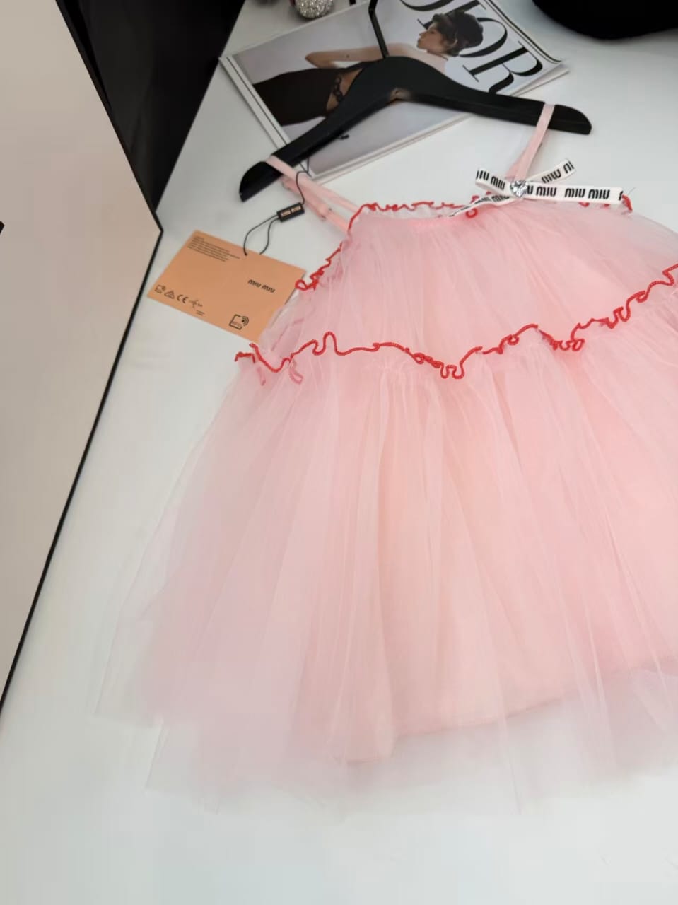 Miu Miu Kids - Pink Tulle Ruffled Dress