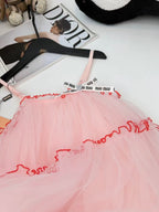 Miu Miu Kids - Pink Tulle Ruffled Dress