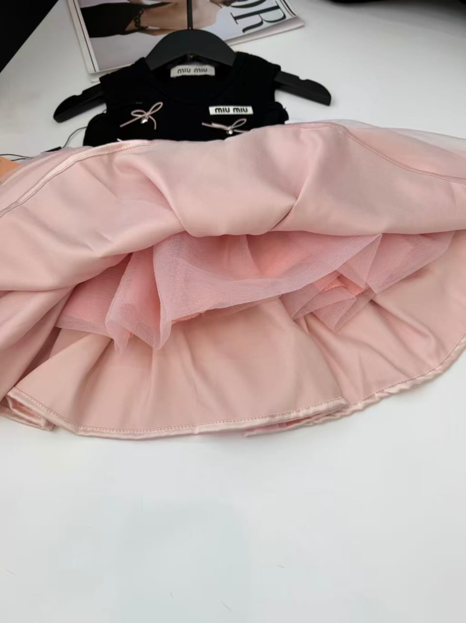Miu Miu Kids - Black and Pink Tulle Bow Dress