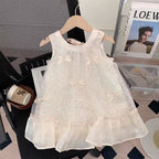 Chanel Kids - Sequined Tulle Bow Dress - Beige