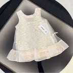 Chanel Kids - Sequined Tulle Bow Dress - Beige