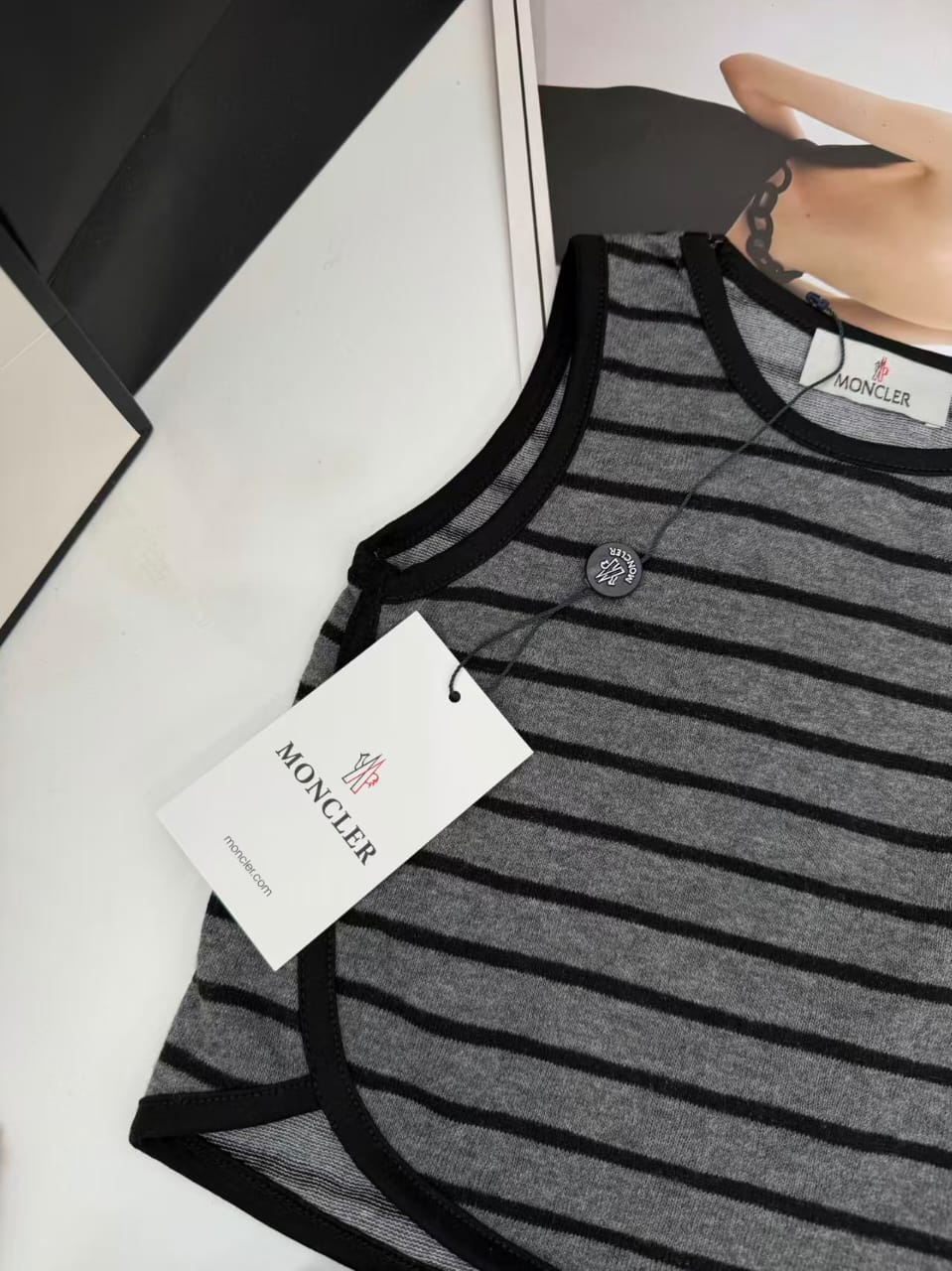 Moncler Kids - Grey & Black Striped Two-Piece Tank Top and Shorts Set