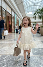Chanel Kids - Sequined Tulle Bow Dress - Beige