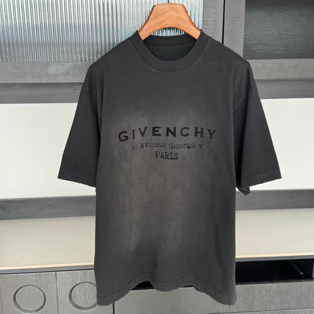 Givenchy - Faded Logo T-Shirt ,Avenue George V PARIS Address Print
