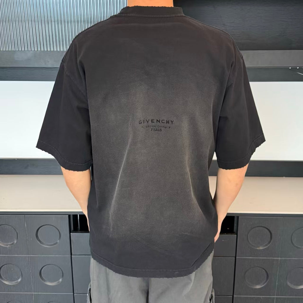 Givenchy - Faded Logo T-Shirt ,Avenue George V PARIS Address Print