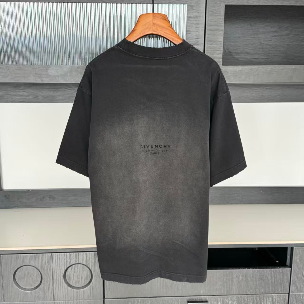 Givenchy - Faded Logo T-Shirt ,Avenue George V PARIS Address Print