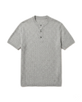 Premium Ribbed Knit Henley T-Shirt - Gray