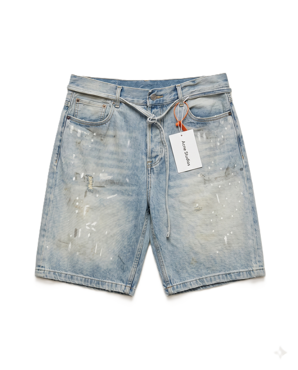 Acne Studios - Distressed Paint-Splatter Denim Shorts