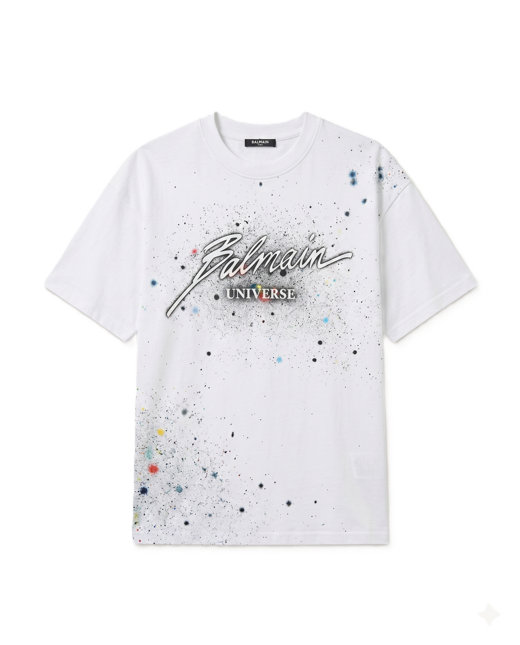 Balmain Paris - White Universe Cosmic Logo T-Shirt