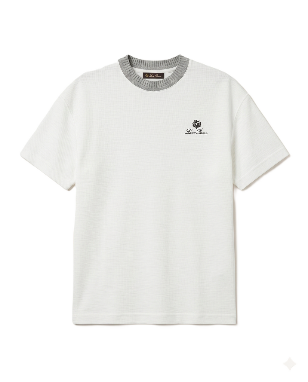 Loro Piana - Contrast-Collar Textured T-Shirt