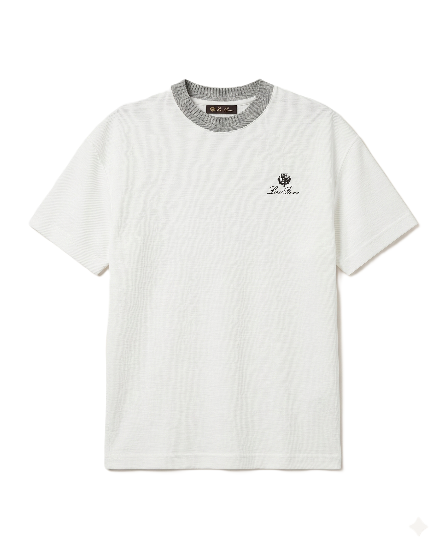 Loro Piana - Contrast-Collar Textured T-Shirt