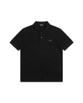 Zegna - Black Polo Shirt with Contrast Red Stitching