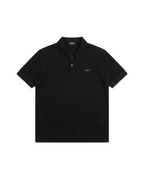 Zegna - Black Polo Shirt with Contrast Red Stitching