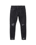 Faded Black Distressed Skinny Jeans with Ripped Knees
