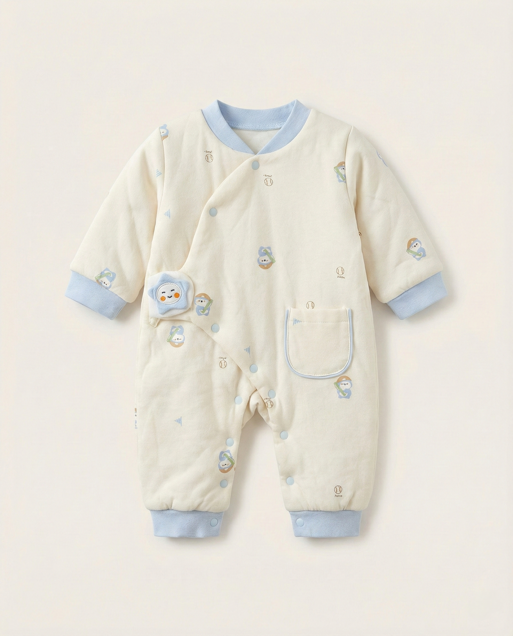 Fashion - Cozy Padded Baby Romper – Warm Winter Kimono Jumpsuit with Cute Animal Print