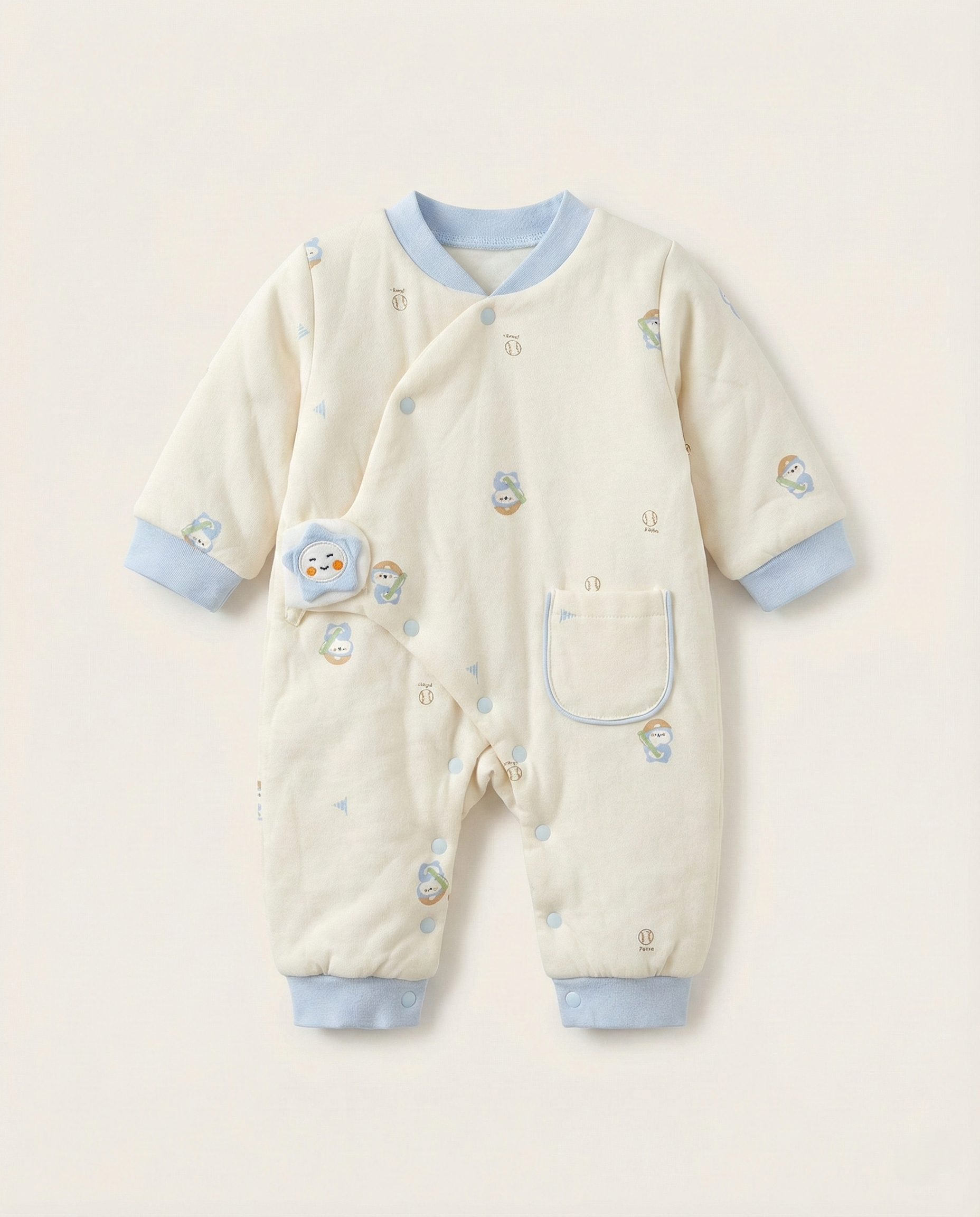 Fashion - Cozy Padded Baby Romper – Warm Winter Kimono Jumpsuit with Cute Animal Print